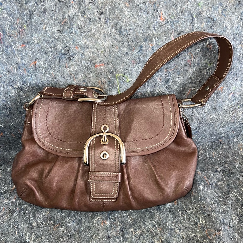 Coach Brown Leather Clutch with Buckle